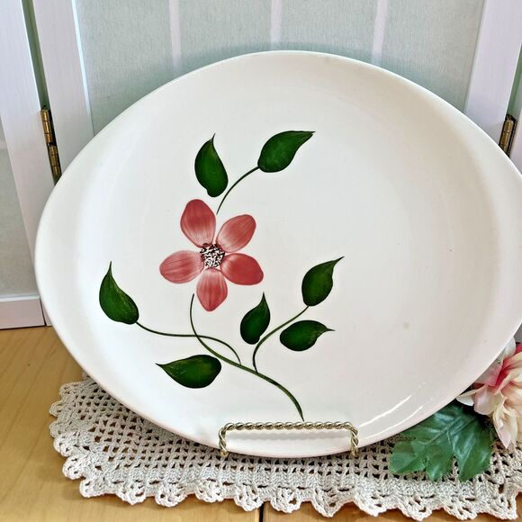 Oval Platter Blue Ridge Floral Peggy Pattern 12" Hand Painted - Picture 4 of 11